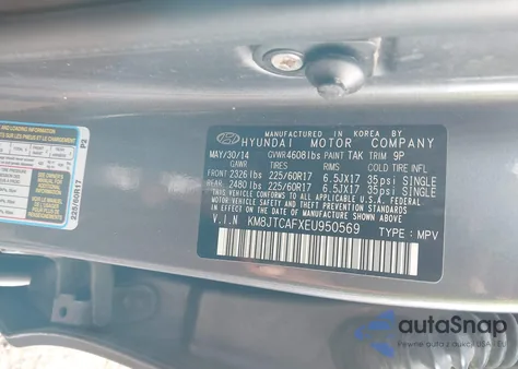 2014 Hyundai Tucson Gls z USA, uszkodzony, nr VIN KM8JTCAFXEU950569